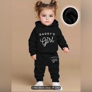 Black 2 pc 'Daddy's Girl' Hoodie and Pants Set Sz 18-24 months
